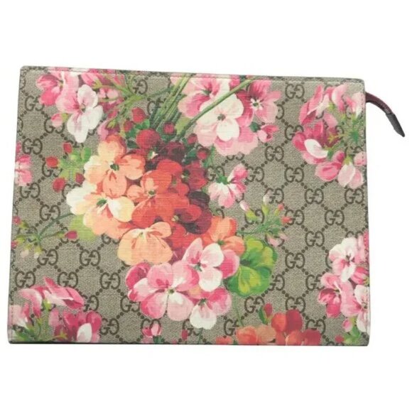 Gucci Handbags - 100% Authentic GUCCI Blooms Brown Canvas Clutch Bag 550-091724